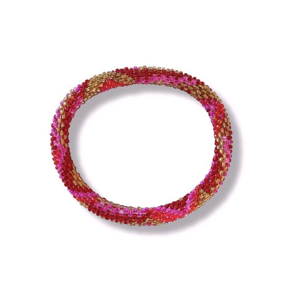 Pink Beaded Roll On Bracelet - Picture 1 of 2